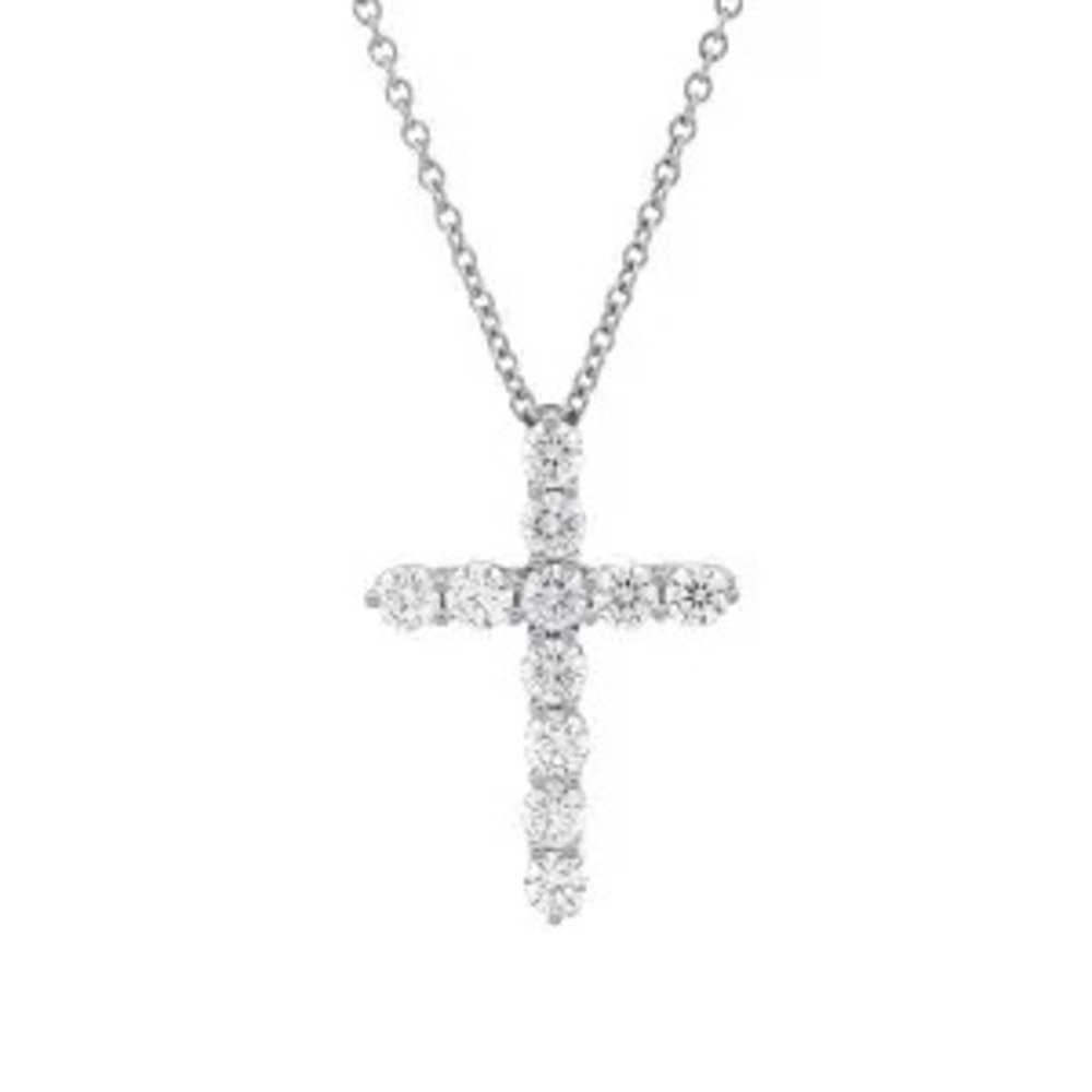 Tiffany Co Victoria Diamond Cross Pendant Necklace Sterling Silver